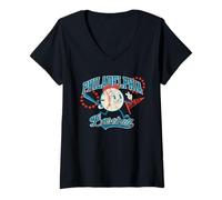 Femme Philly Baseball Vintage Cartoon Home Run Vibes T-Shirt avec Col en V