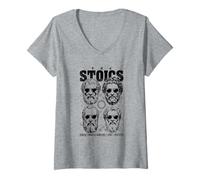Femme Philosopers stoïciens Citation philosophie stoïcisme motivationnel T-Shirt avec Col en V