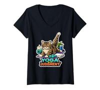 Femme Philosophe de Fitness félin avec Jugement T-Shirt avec Col en V