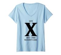 Femme Philosophie de l'apathie Gen X We Don't Care T-Shirt avec Col en V