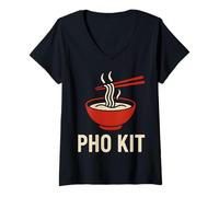 Femme Pho Kit Humour Asiatique Ramen Cuisine Vietnamienne T-Shirt avec Col en V