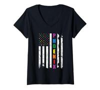Femme Phoenix Arizona LGBTQ Gay Pride Month American Flag Rainbow T-Shirt avec Col en V