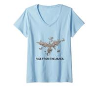 Femme Phoenix Rise from The Ashes Graphique avec Citations inspirantes T-Shirt avec Col en V