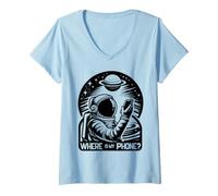 Femme Phone Quest Humour Vieilli Where is My Phone T-Shirt avec Col en V