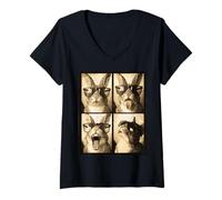 Femme Photo Booth Bunny Cool Shades Vibes Cool Animaux Lapin T-Shirt avec Col en V