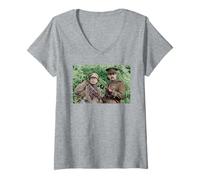 Femme Photo de Rowan Atkinson Tony Robinson Blackadder T-Shirt avec Col en V