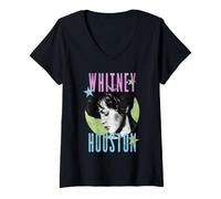Femme Photo du Cercle de Whitney Houston T-Shirt avec Col en V