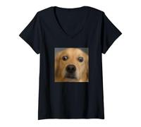 Femme Photo floue drôle Surprise Golden Retriever T-Shirt avec Col en V