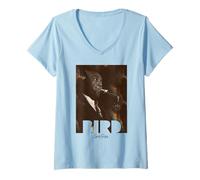 Femme Photo Oiseau Charlie Parker T-Shirt avec Col en V