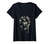 Femme Photo Peter Tosh assis sur une chaise par Kim Gottleib Walker T-Shirt avec Col en V
