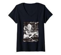 Femme Photo piano Lady Gaga Joanne T-Shirt avec Col en V