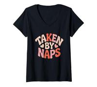 Femme Photo Prise par Naps Funny Valentine Design T-Shirt avec Col en V