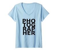 Femme Photographe Shutterbug Amoureux de la Photographie T-Shirt avec Col en V