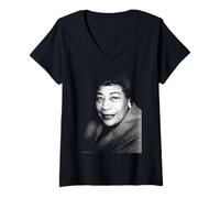 Femme Photographie d'archive Reine du Jazz Ella Fitzgerald Duffy T-Shirt avec Col en V