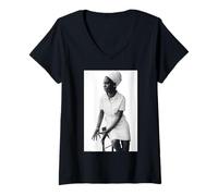 Femme Photographie d'archives de la chanteuse de Jazz Gospel Nina Simone Duffy T-Shirt avec Col en V