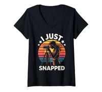 Femme Photographie rétro I Just Snapped Photographe Coucher de Soleil T-Shirt avec Col en V