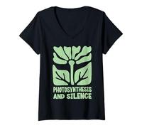 Femme Photosynthèse et Silence Boho Floral Plant Gardening Nerdy T-Shirt avec Col en V