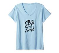 Femme Phrase d'encouragement Minimale - Message de progrès T-Shirt avec Col en V