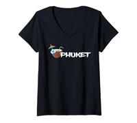 Femme Phuket Noix de Coco Cocktail à la Plage Koh Samui Thaïlande T-Shirt avec Col en V