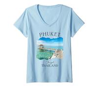 Femme Phuket Thaïlande Changwat Souvenir Asie Pacifique 2026 Enfants T-Shirt avec Col en V