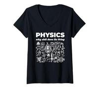 Femme Physics Why Shit Does Its Thing Science Blague T-Shirt avec Col en V
