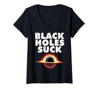 Femme Physique Black Hole Suck T-Shirt avec Col en V