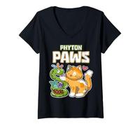 Femme Phyton Paws Développeur de Programmation en Python pour Chat T-Shirt avec Col en V