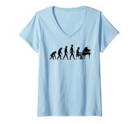 Femme Pianiste pianiste drôle T-Shirt avec Col en V