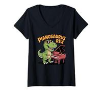 Femme Pianosaurus Rex - Musique pianiste de pianiste de dinosaure T-Shirt avec Col en V