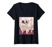 Femme Pibble Meme Wash My Belly Funny Two Pibbles T-Shirt avec Col en V