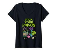 Femme Pick Your Poison, Funny Halloween Men Women T-Shirt avec Col en V