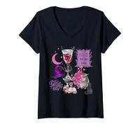 Femme Pick Your Poison Witches Brew Cocktail Cauldon Chat Noir T-Shirt avec Col en V