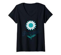 Femme Pickleball Flower - Bloom and Play T-Shirt avec Col en V