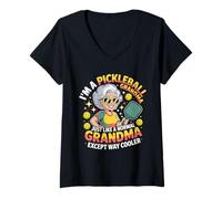 Femme Pickleball Grandma, comme Une Grand-mère Normale mais Plus Cool T-Shirt avec Col en V