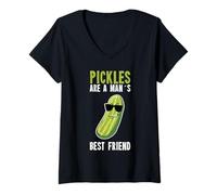 Femme Pickles are A Man's Best Friend Concombre Légumes Cornichons T-Shirt avec Col en V