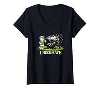 Femme Pièce d'échecs de Golf Amusante avec pion Contre Roi T-Shirt avec Col en V