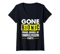 Femme Pièces de Rechange Bionic - Gone Bionic - Remplacement du Genou et de la Hanche T-Shirt avec Col en V