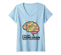 Femme Pièces du Puzzle I've Got Chemo Brain : Quelle est Votre Excuse pour Le Cancer T-Shirt avec Col en V