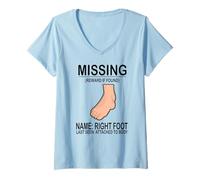 Femme Pied Droit manquant - Amputé du Pied Droit Cool T-Shirt avec Col en V
