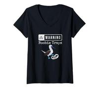 Femme Piège à fous d'avertissement - Blague drôle d'oiseau à pattes bleues T-Shirt avec Col en V