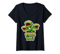 Femme Piège à Mouches Carnivorous Plant Feed Me ! T-Shirt avec Col en V