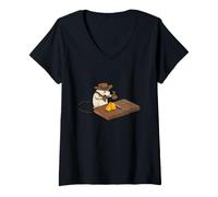 Femme Piège à Souris Voleur de Souris T-Shirt avec Col en V