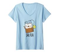 Femme Piège à thé Amusant Sal-Tea T-Shirt avec Col en V