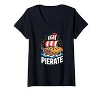 Femme Pierate Pirate Ship Pie Design Fun T-Shirt avec Col en V