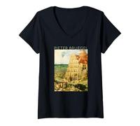 Femme Pieter Bruegel The Elder - La Grande Tour de Babel T-Shirt avec Col en V
