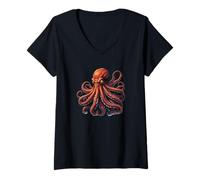 Femme Pieuvre, vie marine, monstres marins, T-Shirt avec Col en V