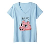 Femme Pig-Loo Jeu de Mots Igloo drôle T-Shirt avec Col en V