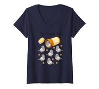Femme Pigeon Amusant My Happy Pills pour Amoureux des Animaux garçons Filles Enfants T-Shirt avec Col en V