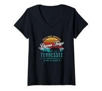 Femme Pigeon Forge Tennessee Great Smoky Mountains Bear Retro Sun T-Shirt avec Col en V