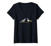 Femme Pigeon Oiseau Biologiste Ornithologue Nature T-Shirt avec Col en V